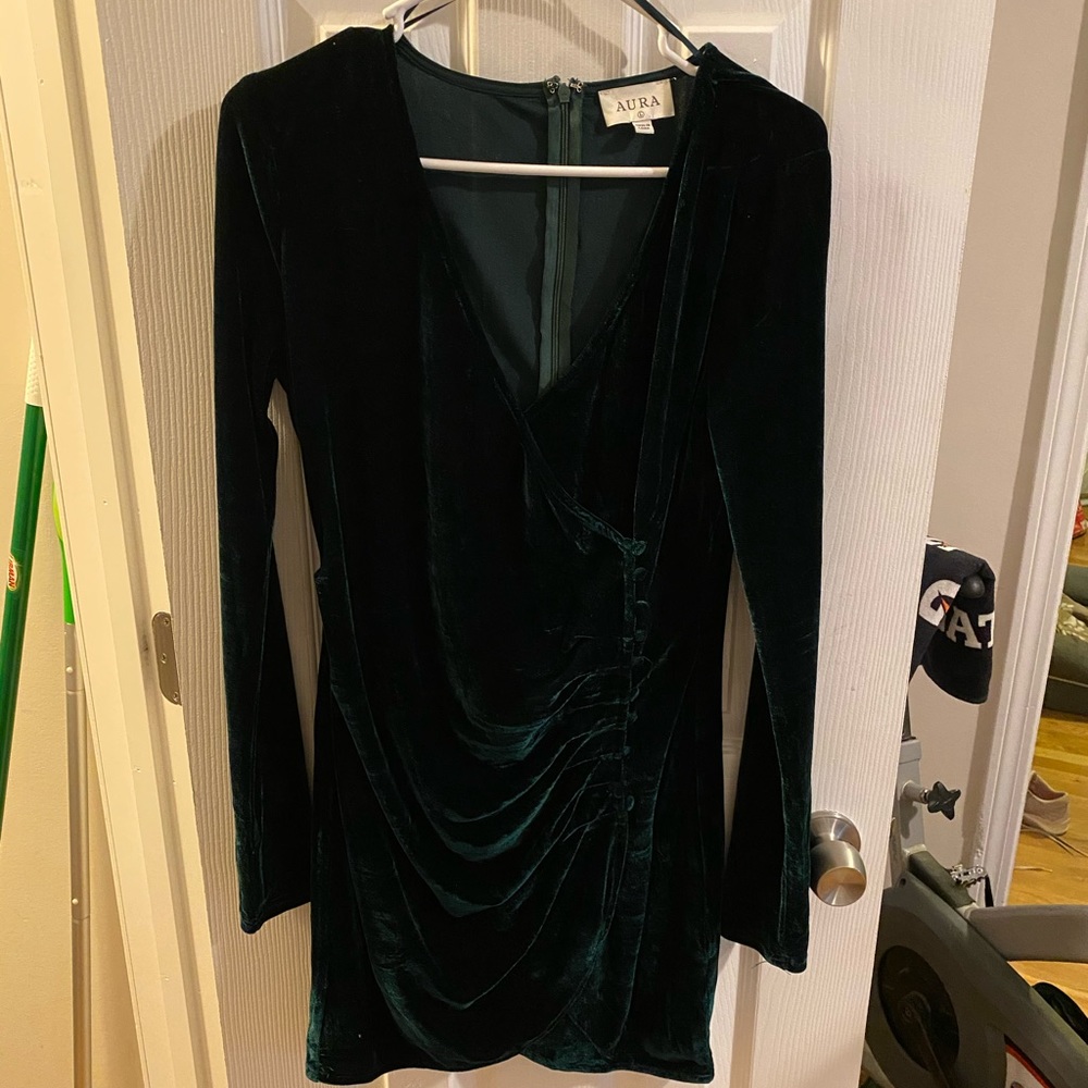 Green Velvet Mini Dress - Gem Green Velvet Mini Dress - Gem